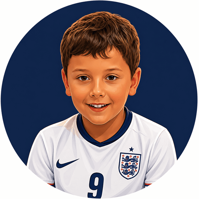 Cartoon portrait of Harrison in his England kit